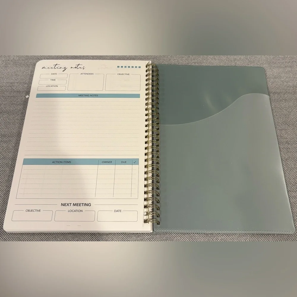 New Taja Meeting Notebook with Spiral Binding in Sage SIZE: 6.9